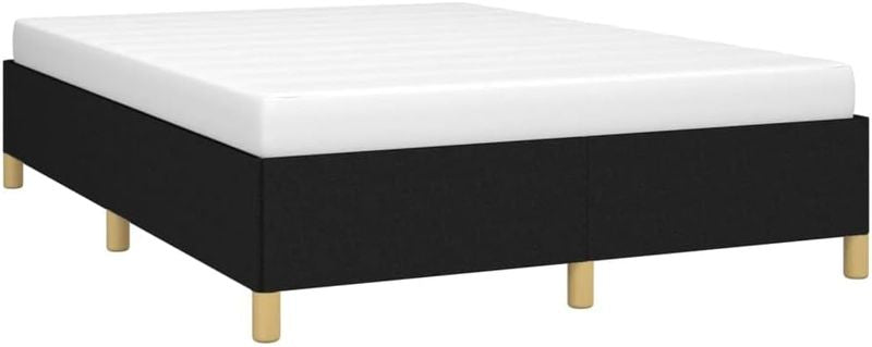 Schwarzer Stoff-Ehebettrahmen mit integriertem Lattenrost, komfortables gepolstertes Doppelbett fur das Hauptschlafzimmer 140x200cm