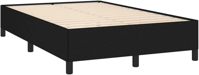 Schwarzes gepolstertes Doppelbett mit belastbaren Stutzfussen und Lattenrost, kompakter Schlafzimmerbettrahmen 120x200cm