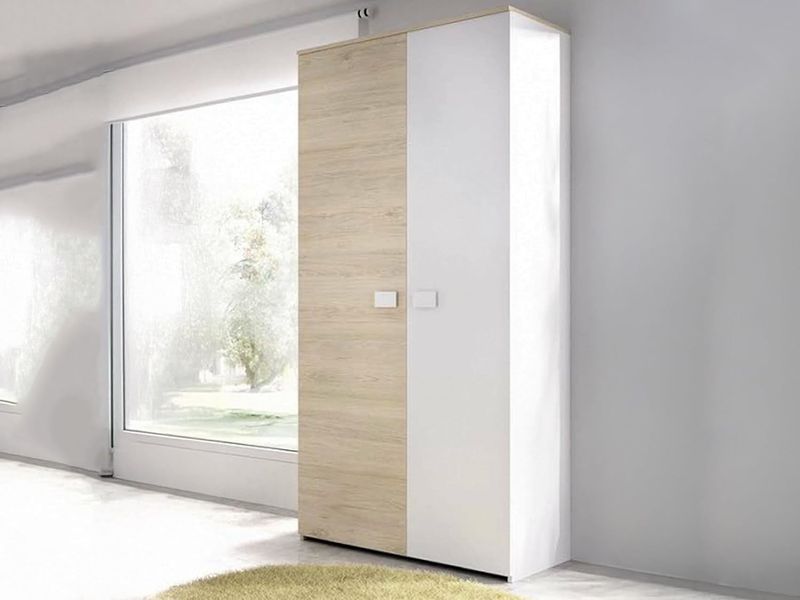 Weisser Zweituren-Kleiderschrank als Garderobenmobel, kompakte Masse 90x53x202cm fur das Schlafzimmer