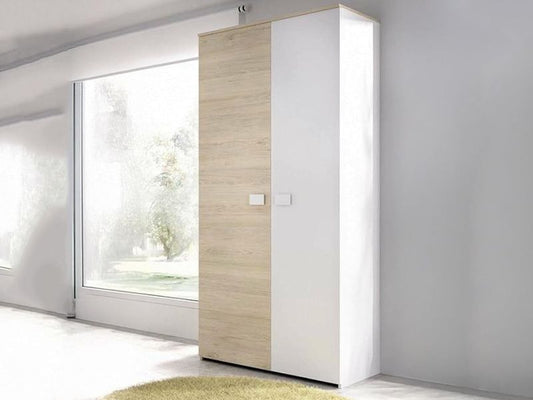 Weisser Zweituren-Kleiderschrank als Garderobenmobel, kompakte Masse 90x53x202cm fur das Schlafzimmer