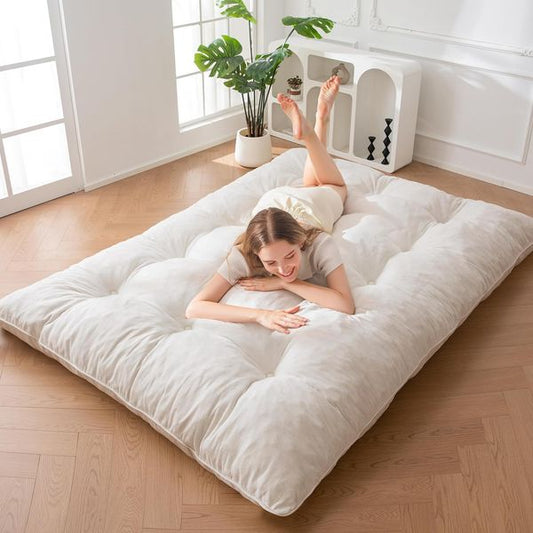 15cm dicke handgenahte Chenille-Futonmatratze, faltbar nutzbar als Schlafsofa oder Gastebodenmatratze