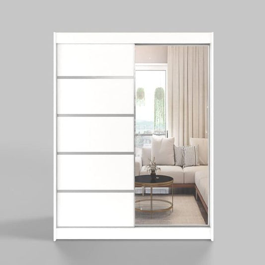 120cm breiter Schiebetur-Kleiderschrank mit Frontspiegel, vielseitiger Stauraumschrank fur Kleidung und Accessoires
